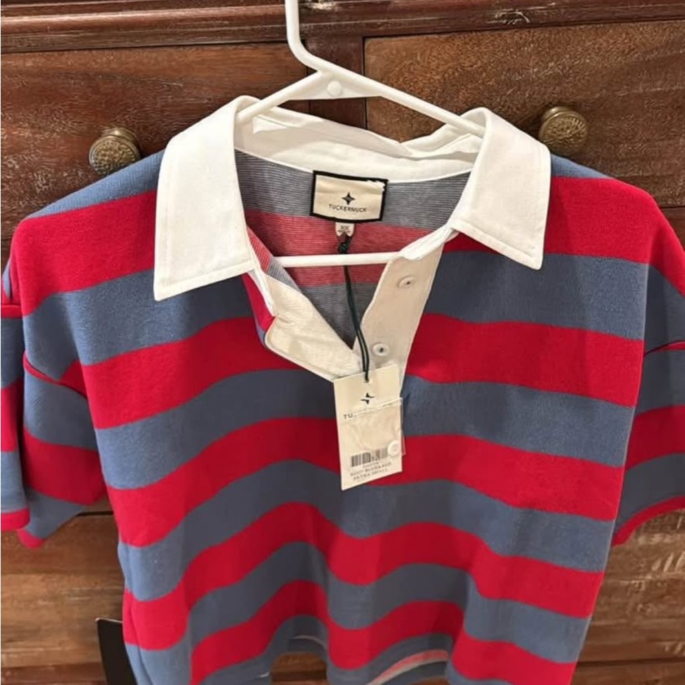 NWT Tuckernuck Red and Blue Striped Rugby Shirt